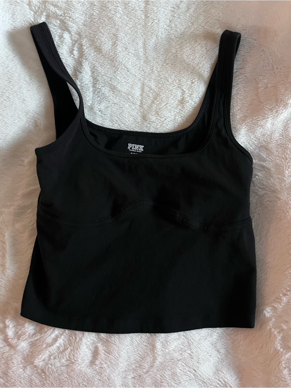 PINK Victoria's Secret Black Scoop Neck Crop Tank